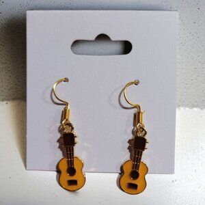 Fun Enamel Guitar Dangle Earrings